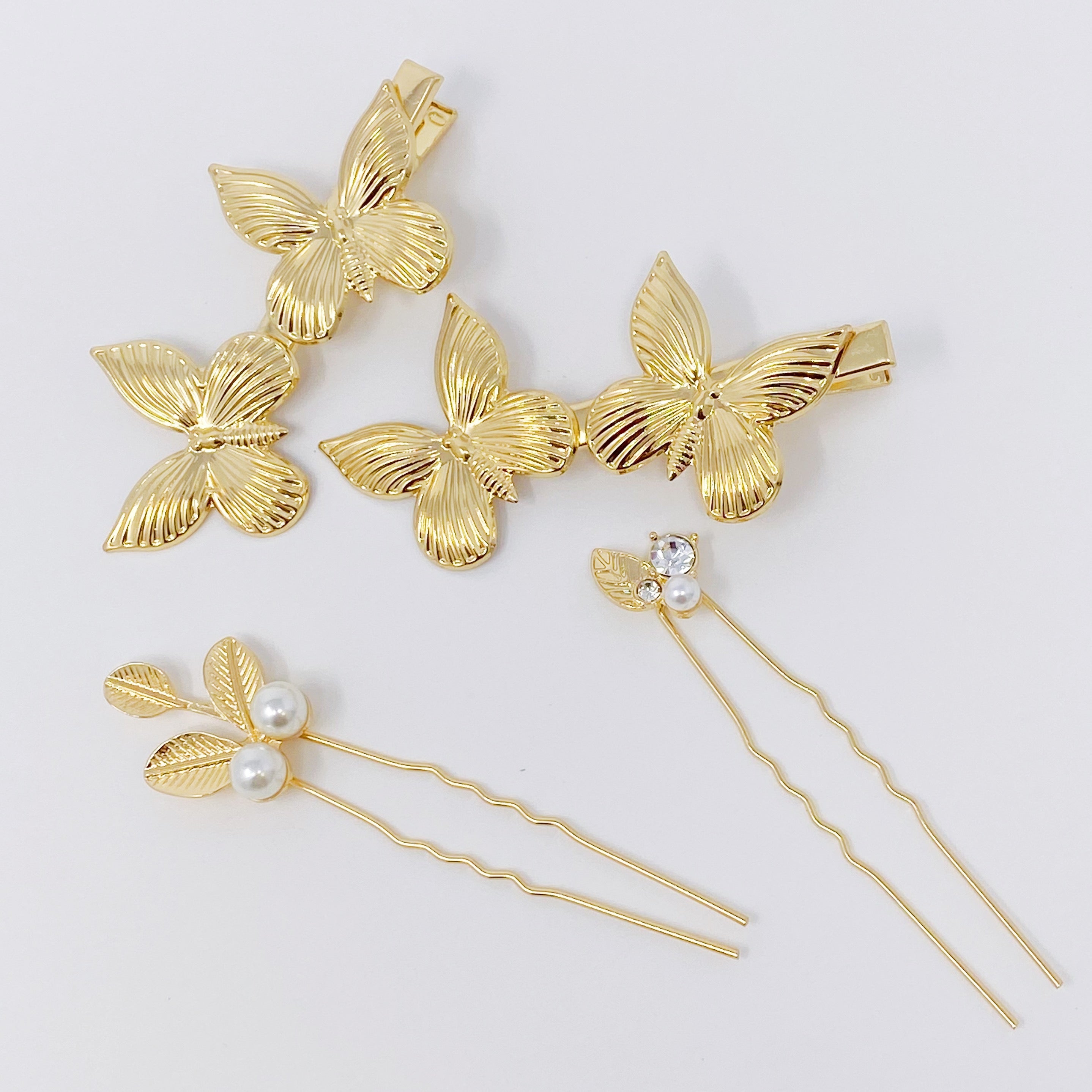 Antique garden-themed hair clip set by Fuchsia Hercules featuring vintage floral jewelry accessories for hair styling.