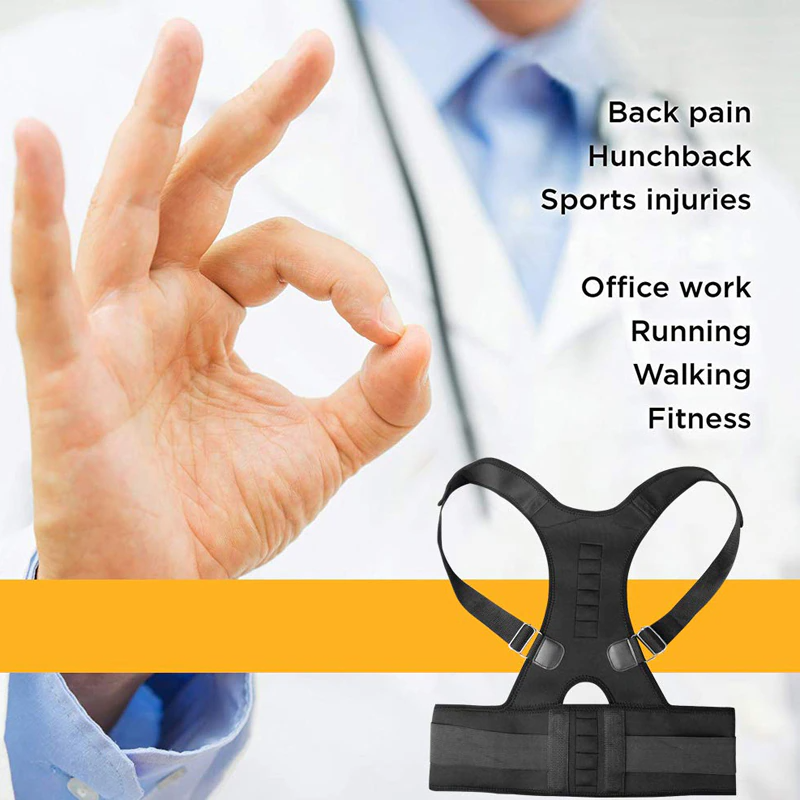 Puce Gaia posture corrector support magnetic back shoulder brace belt band for improved posture and shoulder alignment.