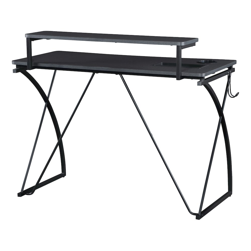 Start2Finish Biome 44" gaming desk with Bluetooth LED lights, modern furniture featuring a spacious surface and ambient lighting.