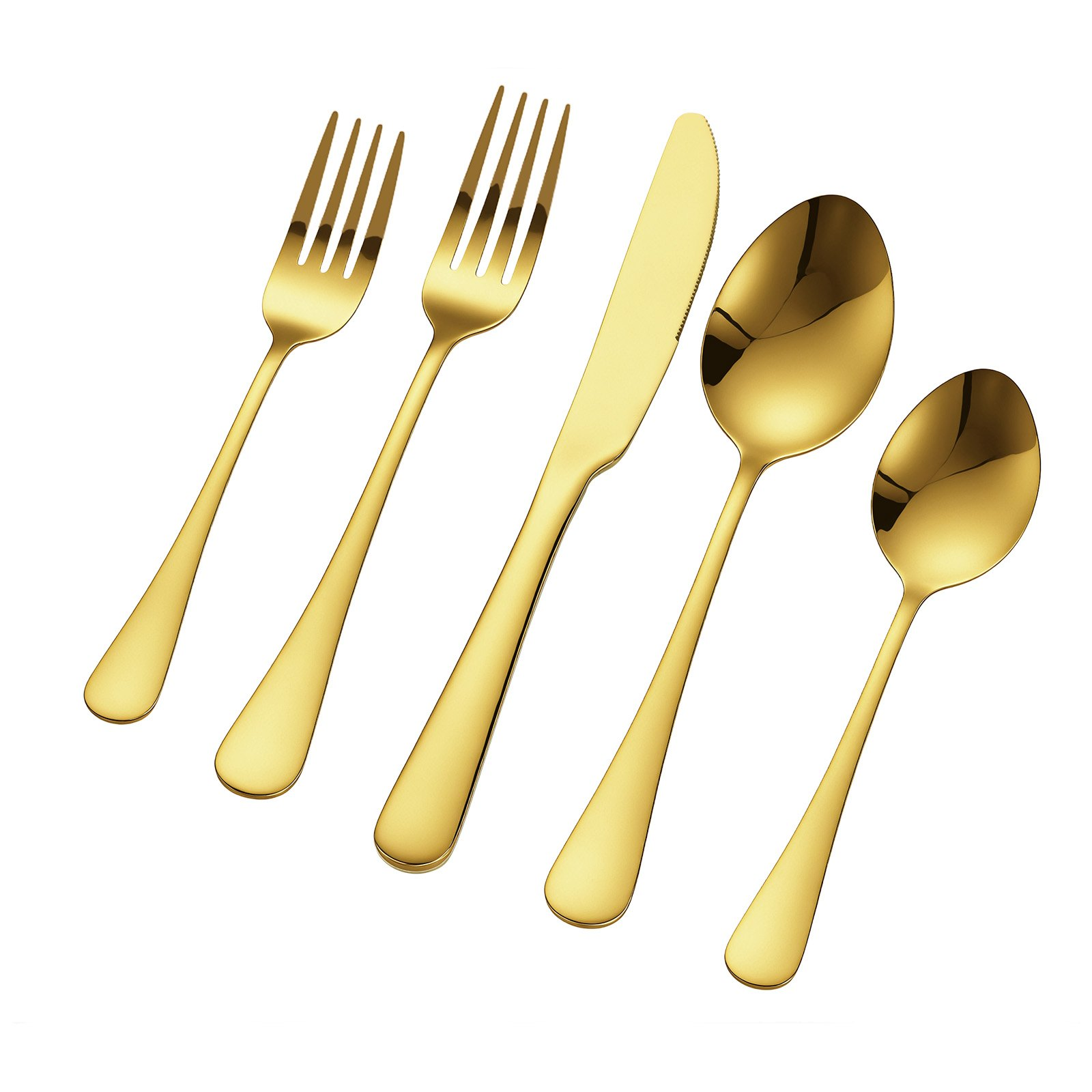 Start2Finish VEVOR 60-piece gold and silver stainless steel flatware set with knives, forks, and spoons for home dining.