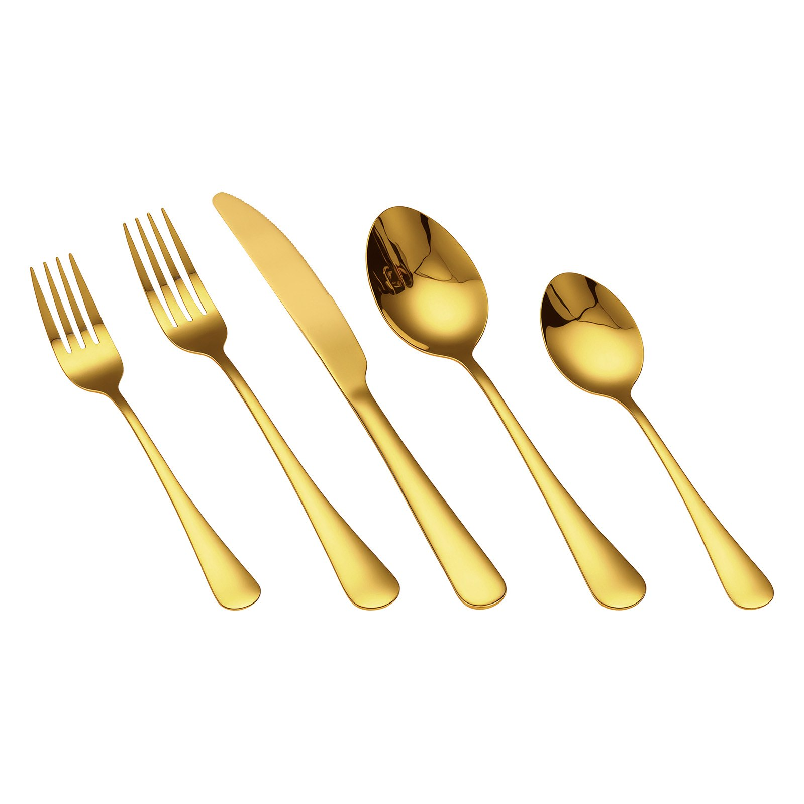 Start2Finish VEVOR 60-piece gold and silver stainless steel flatware set with knives, forks, and spoons for home dining.