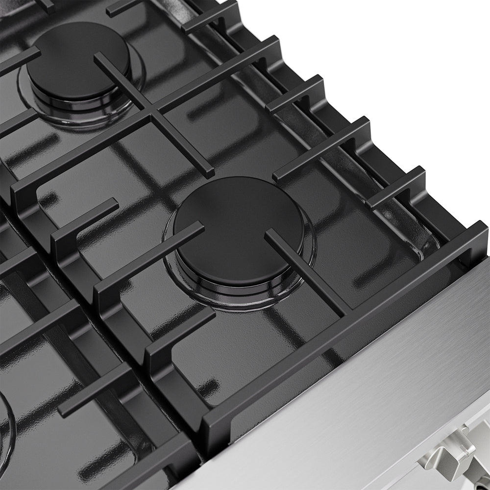 Empava 36-inch pro-style slide-in gas range with a single oven, stainless steel finish, and control knobs for kitchen appliances.
