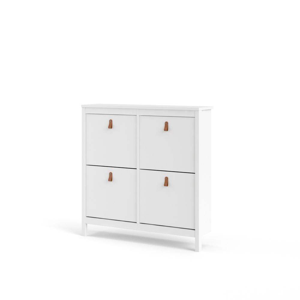 Start2Finish Madrid 4 Drawer Shoe Cabinet in white, showing sleek storage with four spacious drawers for organized shoe storage.