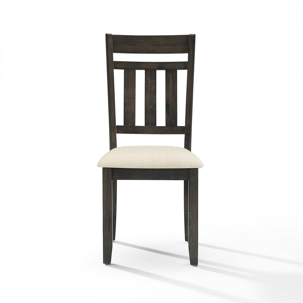 Two Start2Finish Hayden 2-piece slat back dining chairs with wooden seats and slat back design, set against a neutral background.