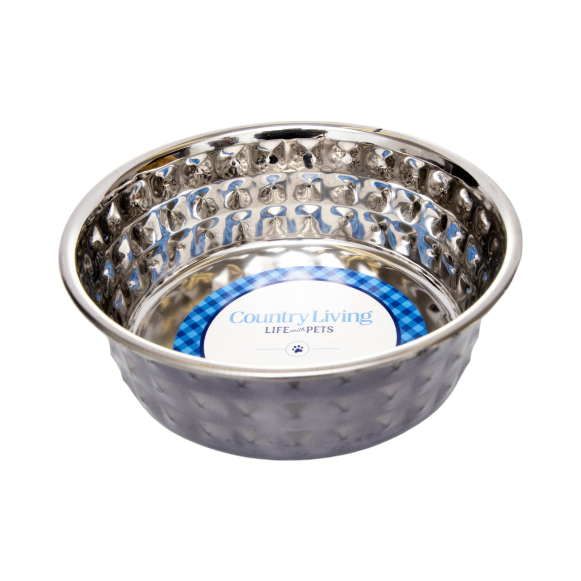 Set of 2 hammered stainless steel dog bowls in black pearl finish, designed for pet feeding by Start2Finish.