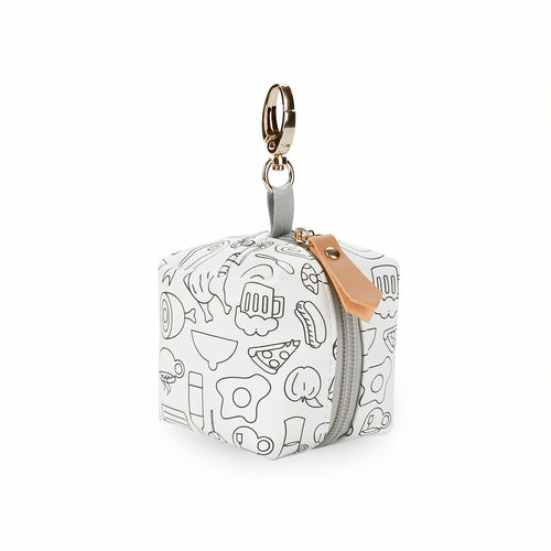 Maroon Asteria baby pacifier holder in an impervious case, designed for infants to keep pacifiers clean and accessible.