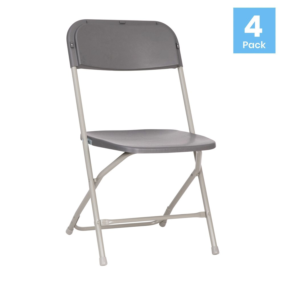 Start2Finish Hercules™ Series gray plastic folding chairs, commercial-grade contoured comfort for big and tall users, 650LB capacity