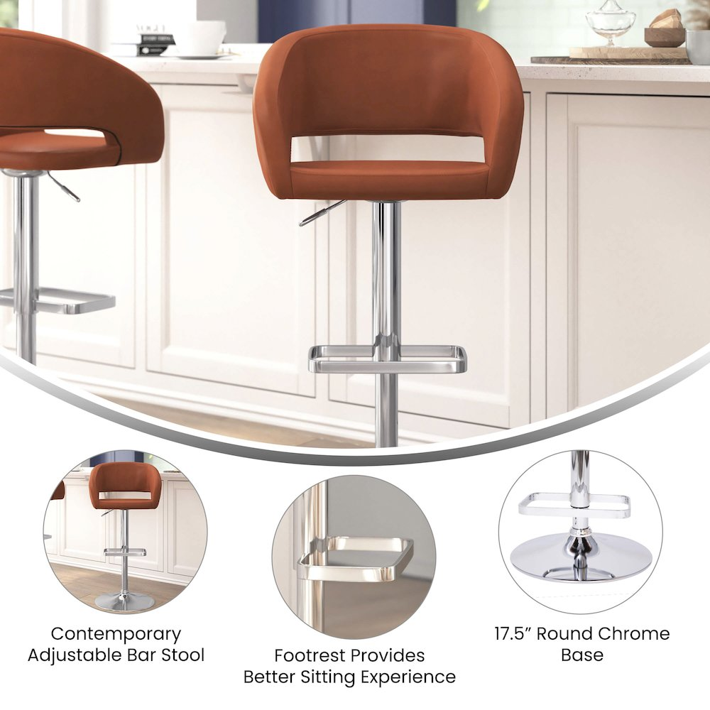 Contemporary adjustable swivel bar stool with a sleek design, cushioned seat, and metal base, from Start2Finish furniture collection.