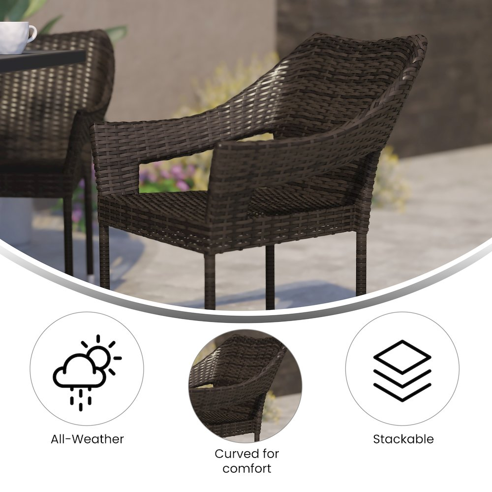 Stackable patio dining chair with arms by Start2Finish, featuring modern design and durable metal frame for outdoor seating.