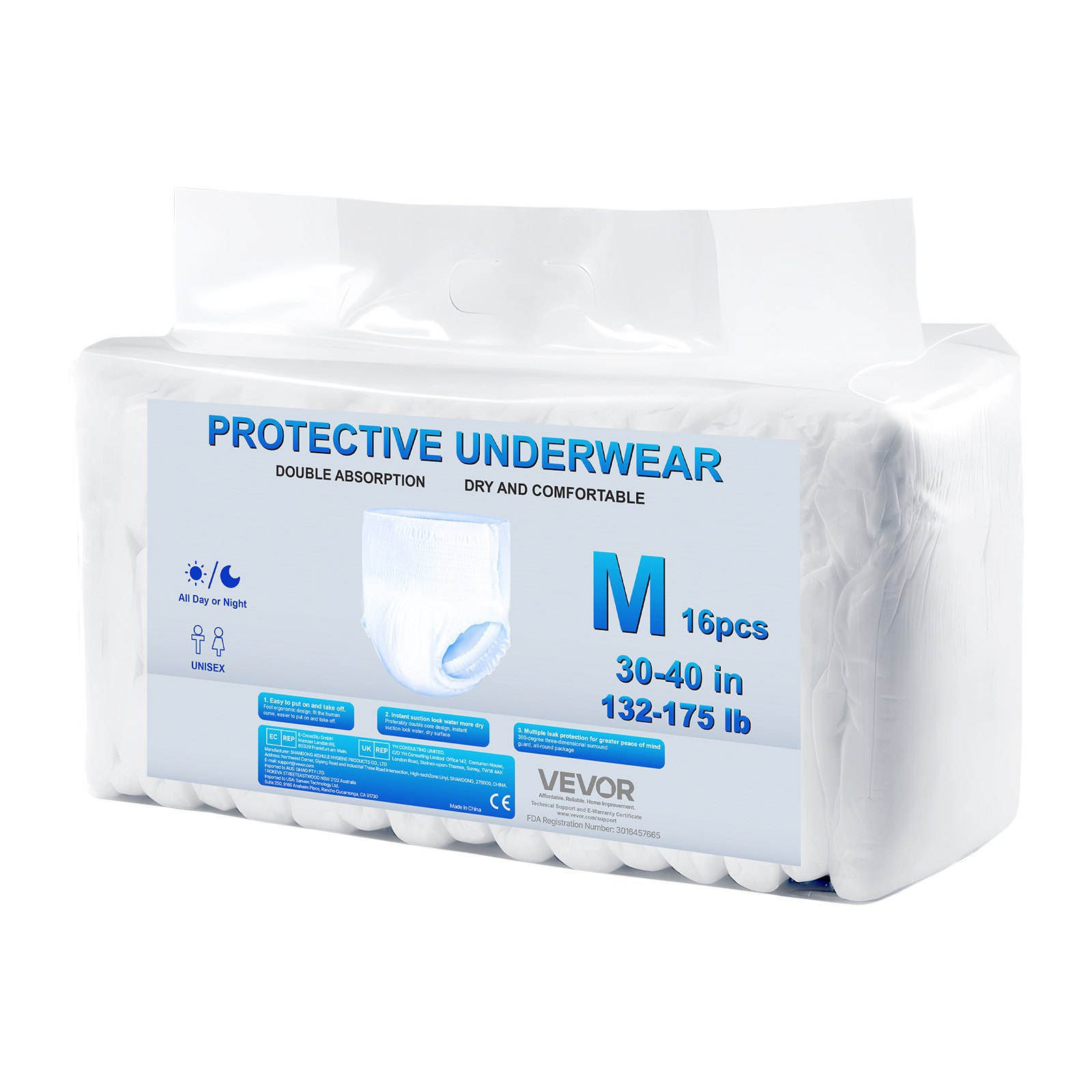 Start2Finish adult incontinence underwear with leakproof leg cuffs, high absorbency, and wetness indicator for men and women.