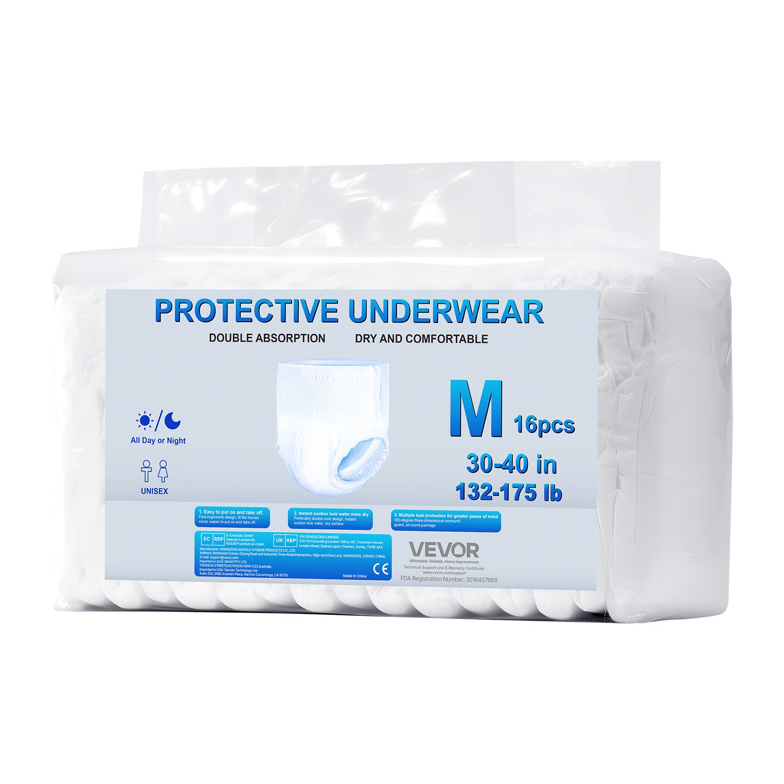 Start2Finish VEVOR adult incontinence underwear, high absorbency disposable pull-ups with leakproof leg cuffs and wetness indicator.