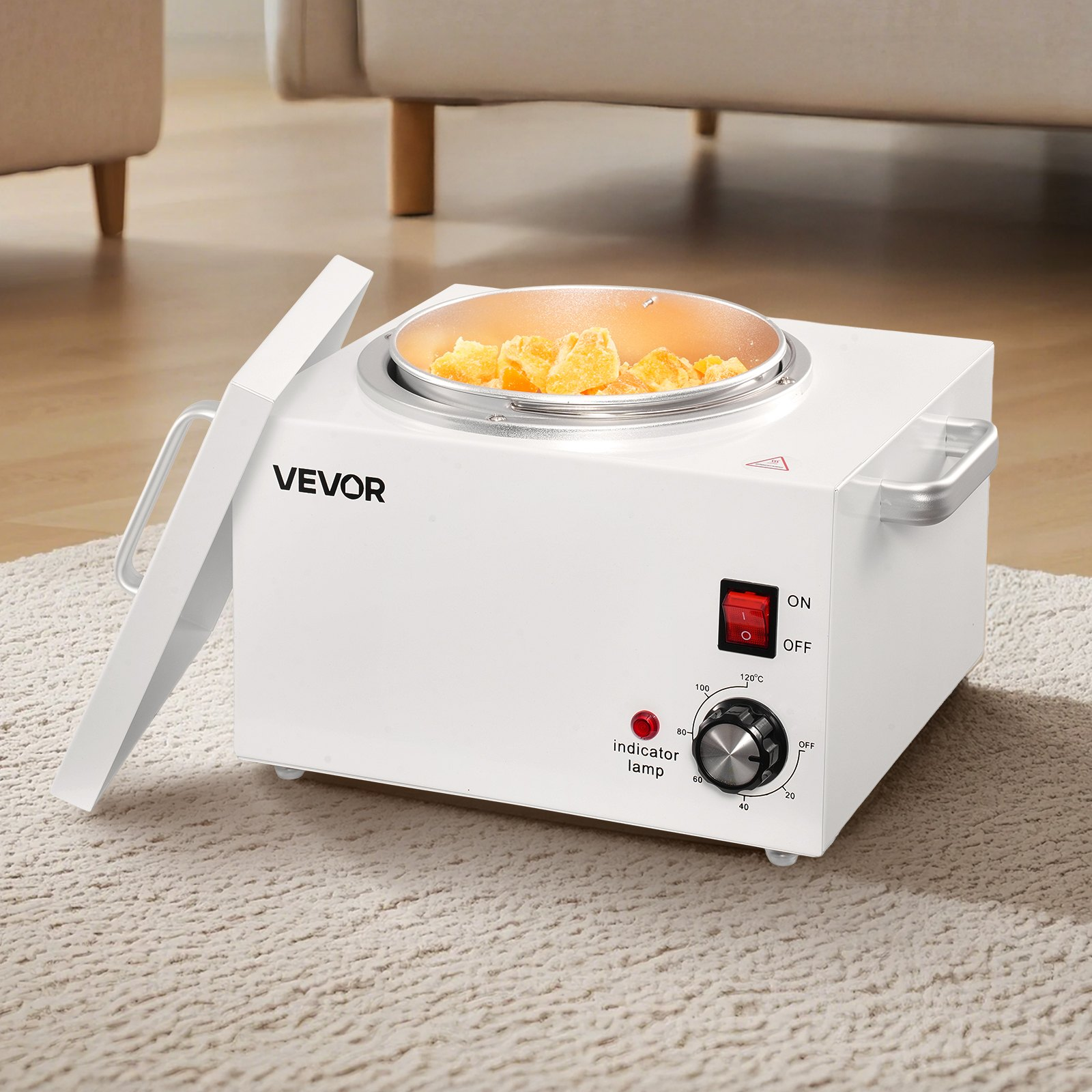 Start2Finish VEVOR single wax warmer with 3000ML capacity, adjustable temperature, non-stick pot, and 100 waxing sticks for hair removal