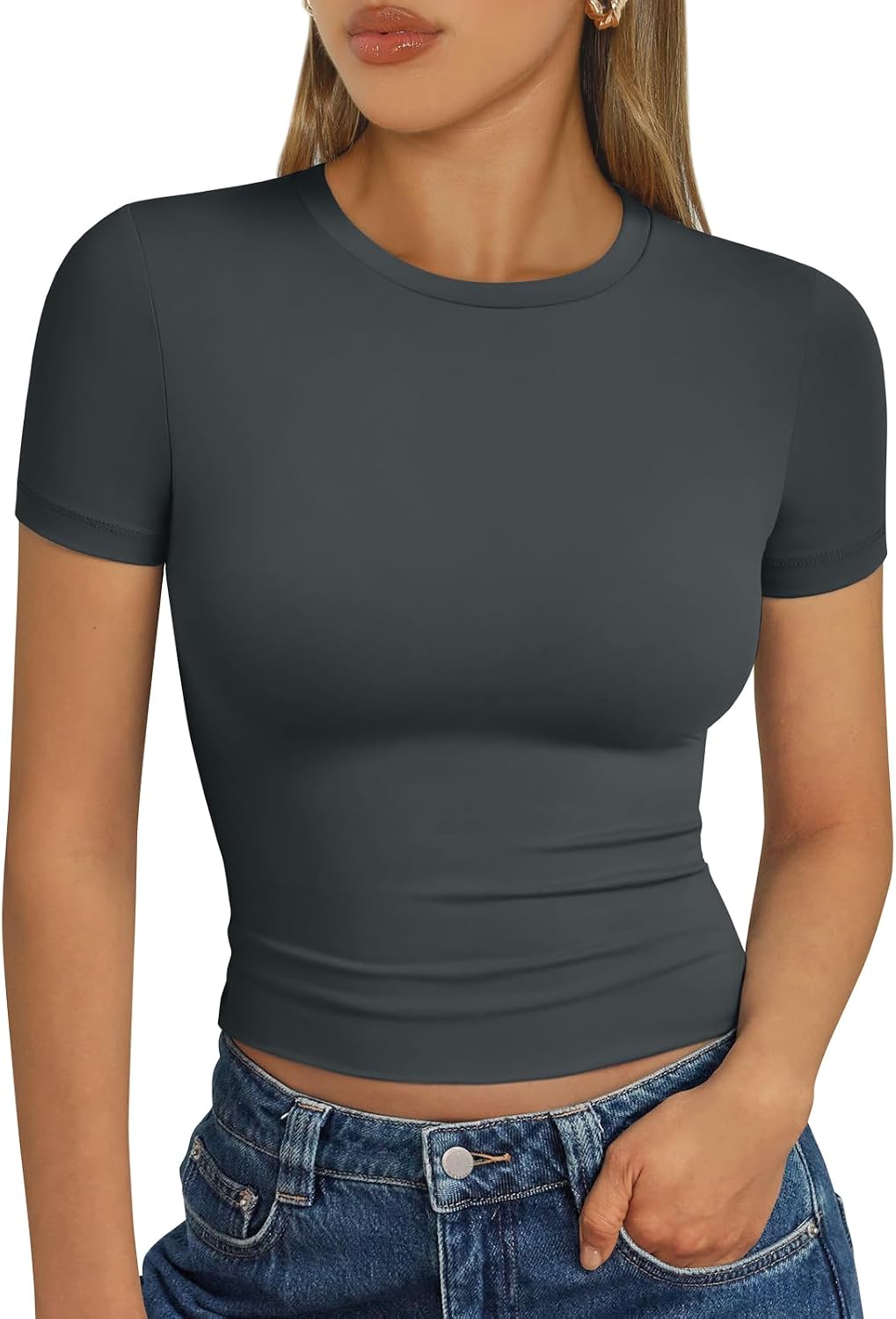 Trendy Queen Womens Short Sleeve T Shirt Buttery Soft Summer Tops Basic Tees