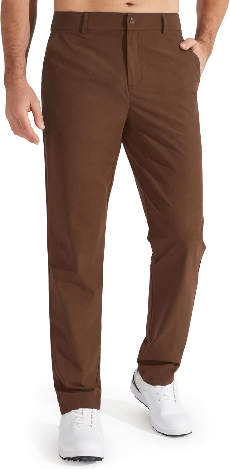 Libin Mens Golf Pants Stretch Work Dress Pants 30"/32"/34" Quick Dry Lightweight Casual Comfy Trousers with Pockets