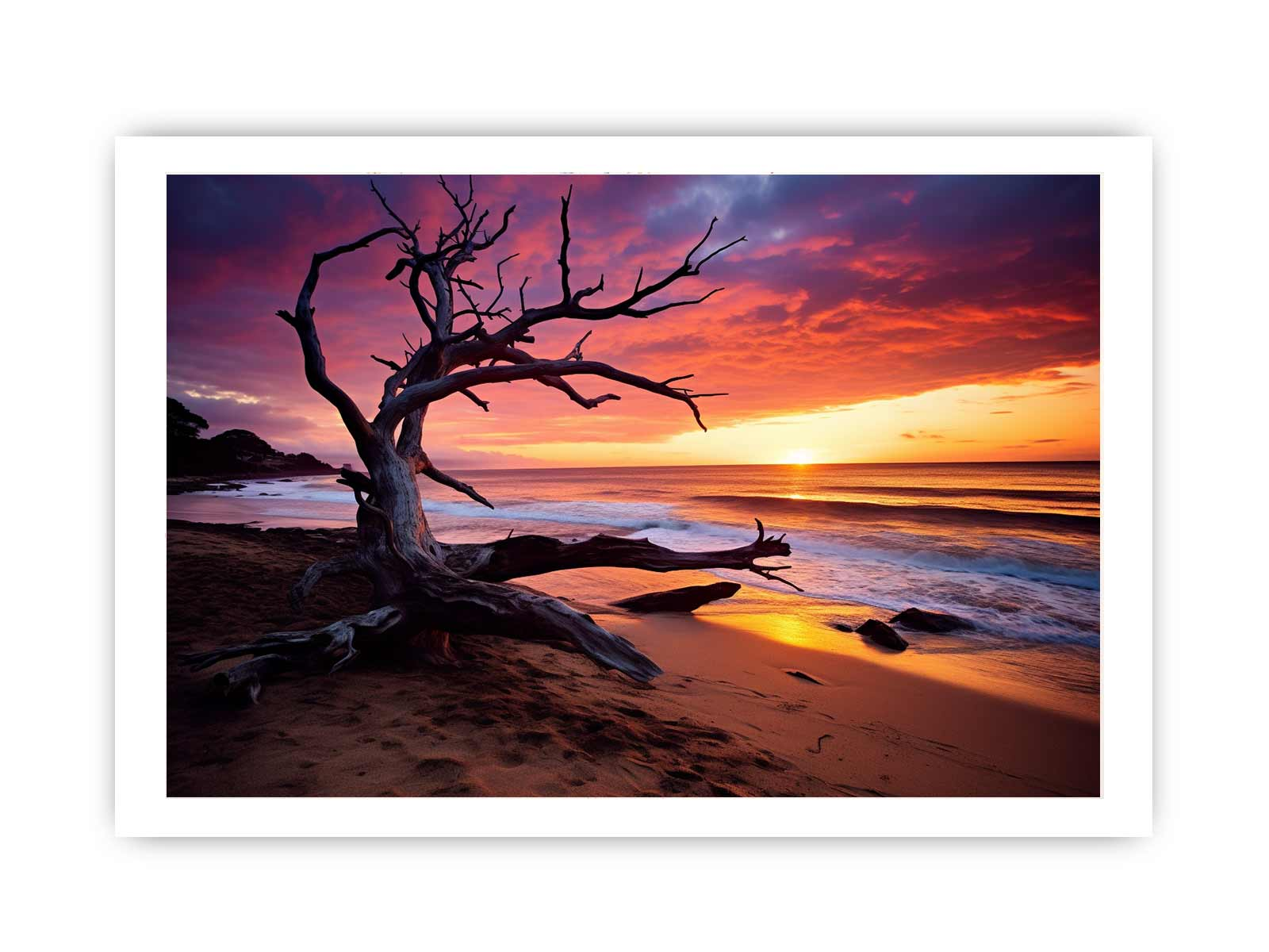 Start2Finish beach sunset canvas art print featuring vibrant colors and a serene coastal scene for home decor.