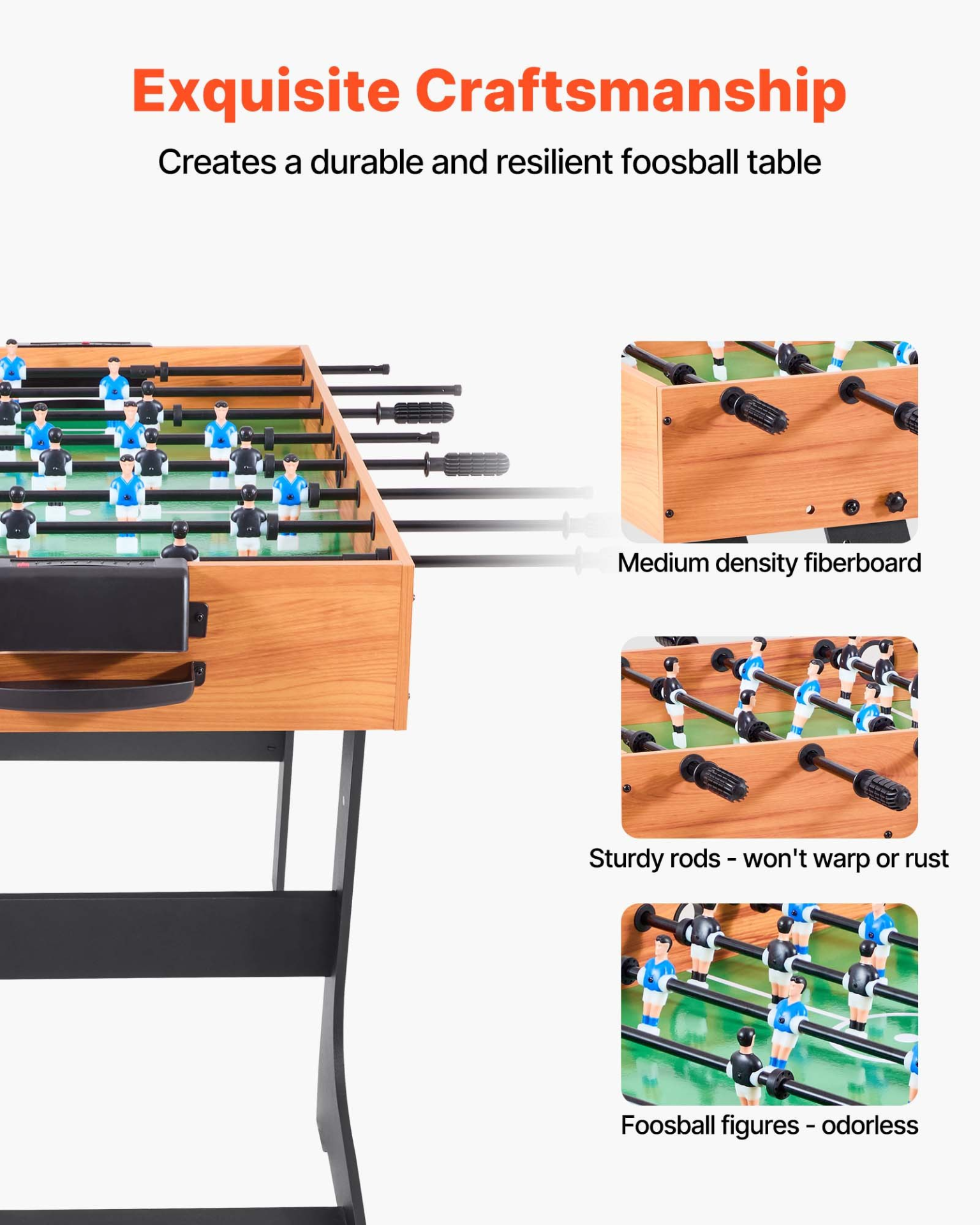 Start2Finish VEVOR folding foosball table, 42-inch indoor soccer game table with rods, players, and two balls for family fun.
