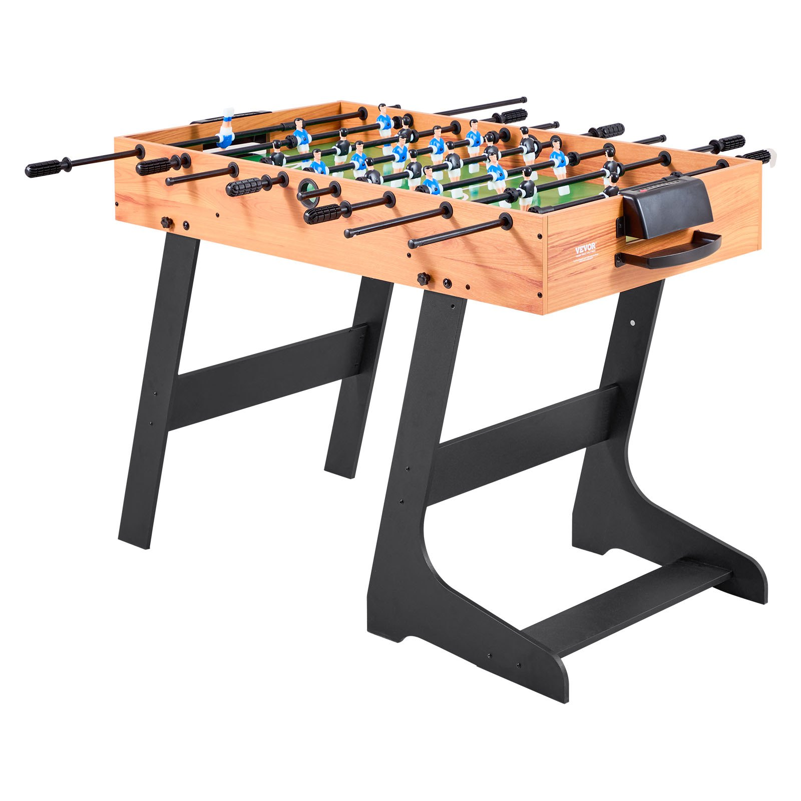 Start2Finish VEVOR 42-inch folding foosball table with soccer players, rods, and two balls, ideal for indoor game rooms and family fun.