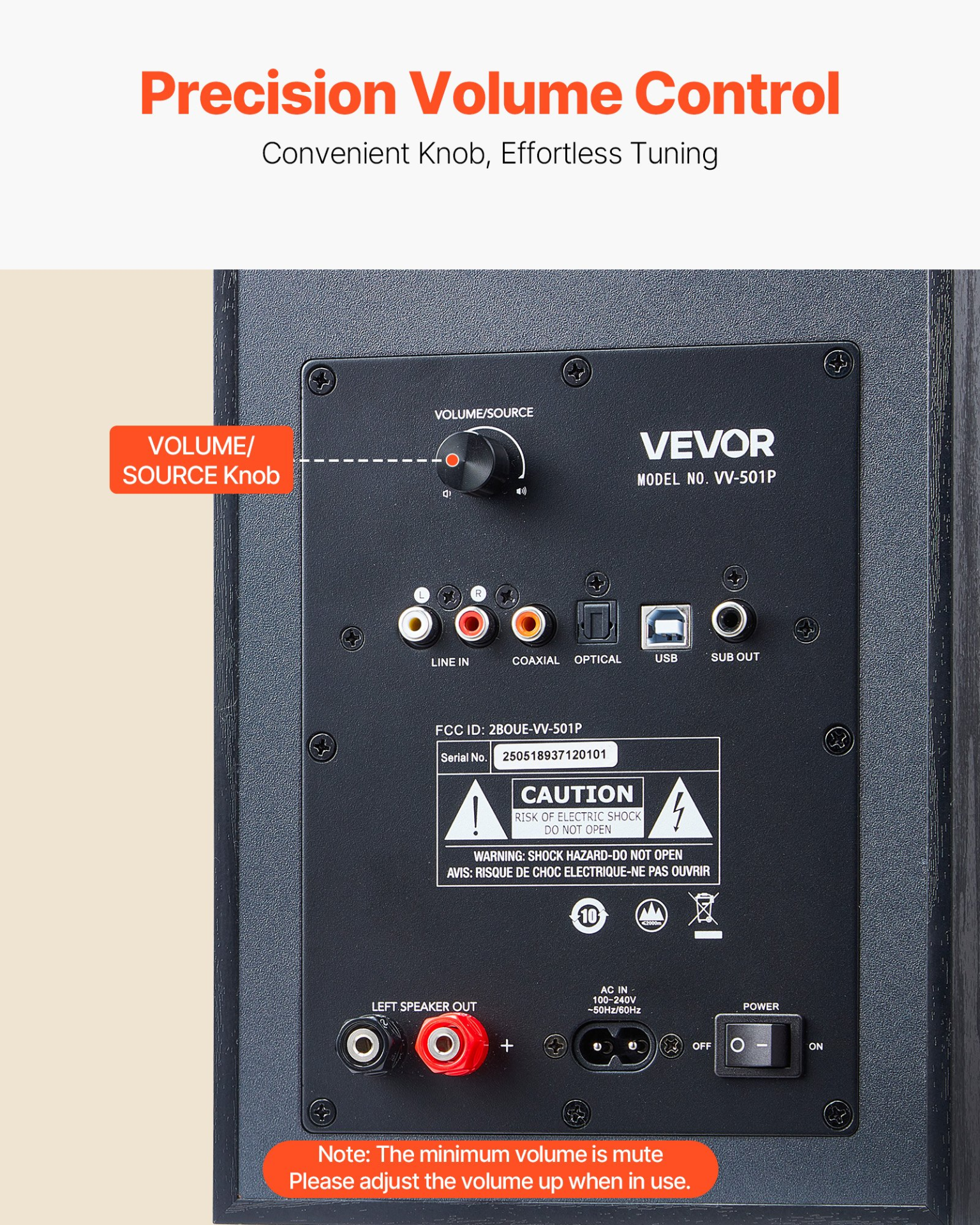 Start2Finish VEVOR powered bookshelf speakers with 5.5-inch woofer, Bluetooth, RCA, optical, USB, wooden enclosure, for audio setup.