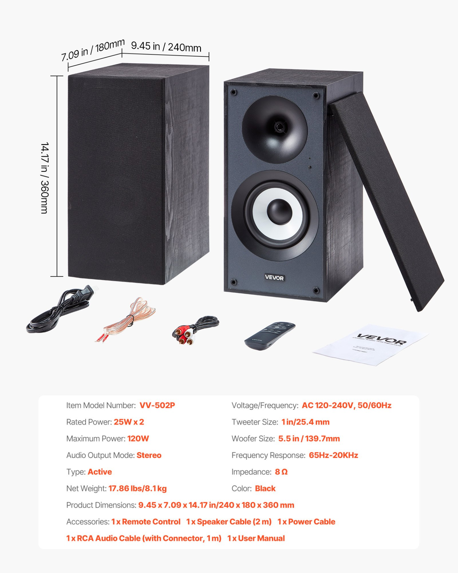 Start2Finish VEVOR powered bookshelf speakers with 5.5-inch woofer, Bluetooth and USB connections, wooden enclosure for studio audio.