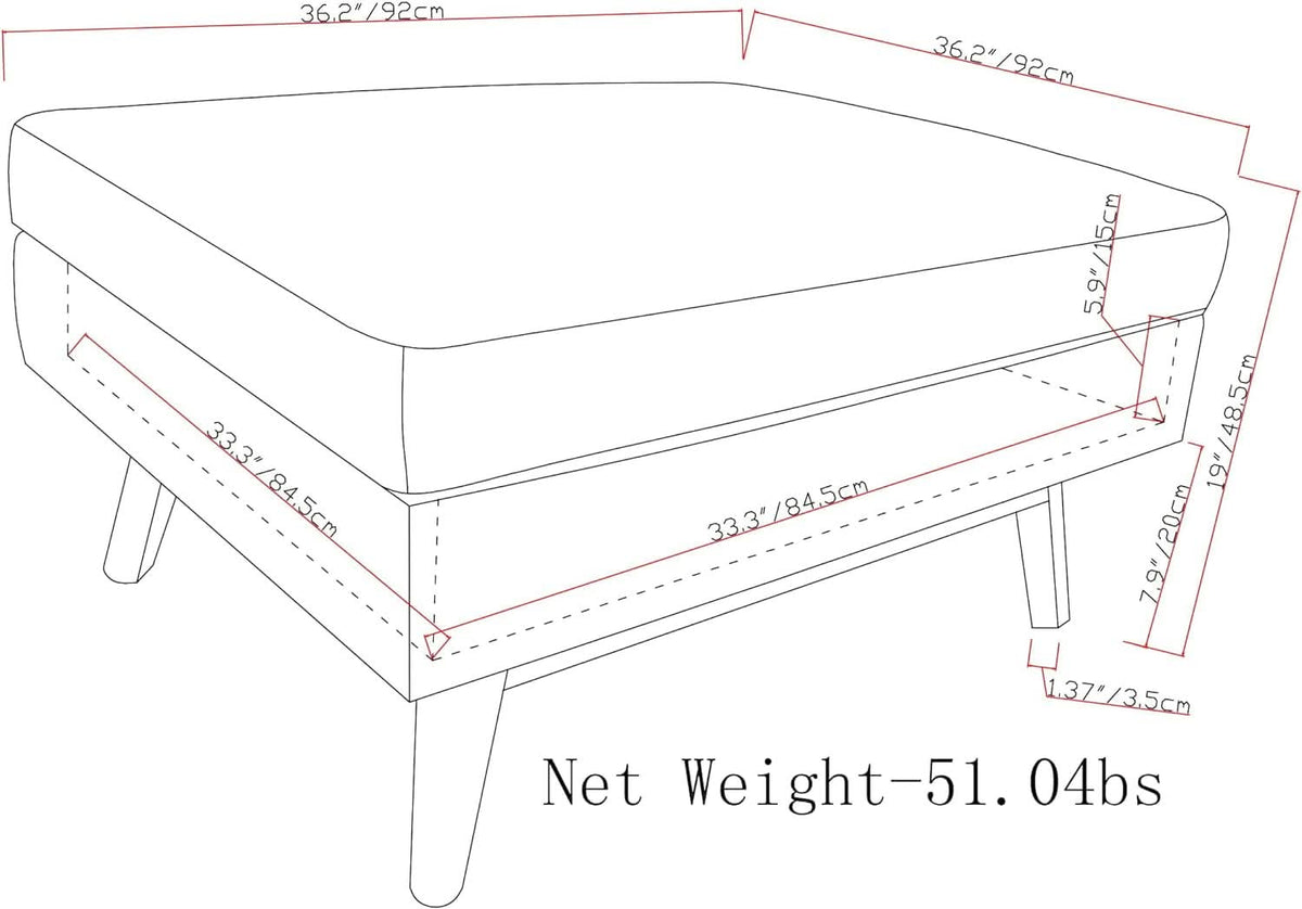 Owen 36Inches Wide Mid Century Storage Coffee Table