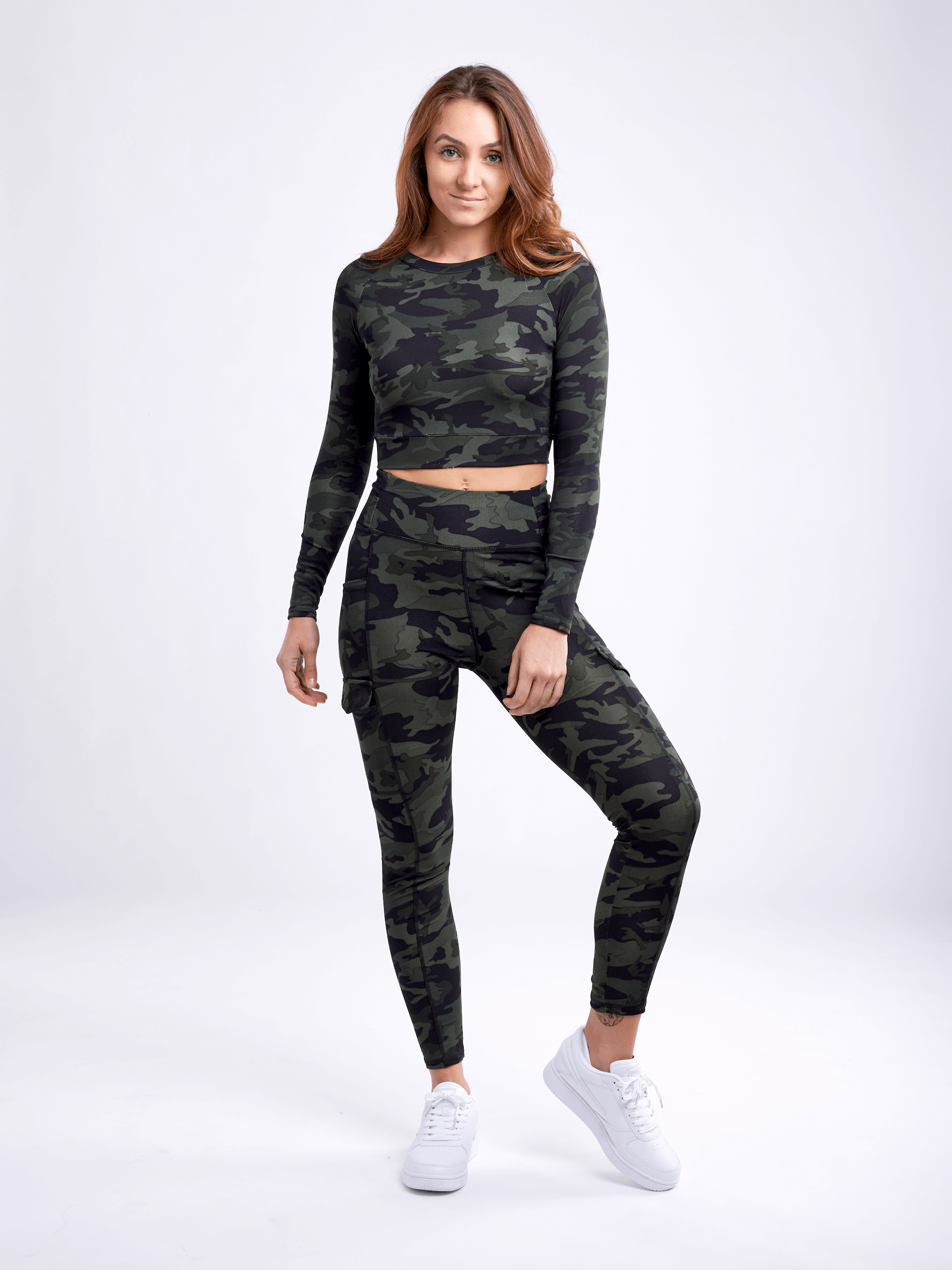 Black Lavender JupiterGear long-sleeve crop top for activewear, fitted black top with long sleeves and modern style.
