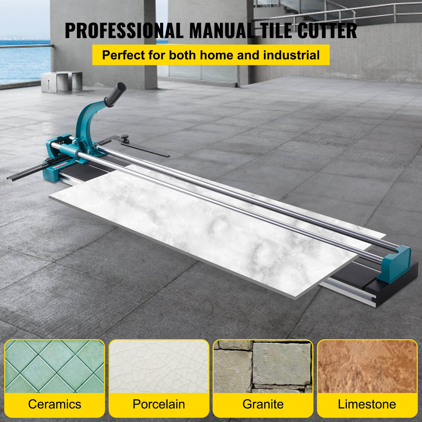 Start2Finish VEVOR manual tile cutter with 48-inch cutting length and laser guide for ceramic tile cutting tools and equipment