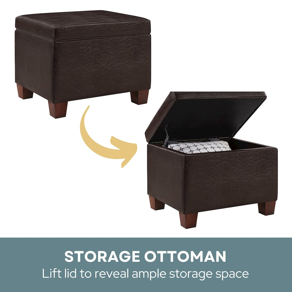 Start2Finish Madison Storage Ottoman with cushioned top and fabric upholstery, ideal for living room storage and decor.
