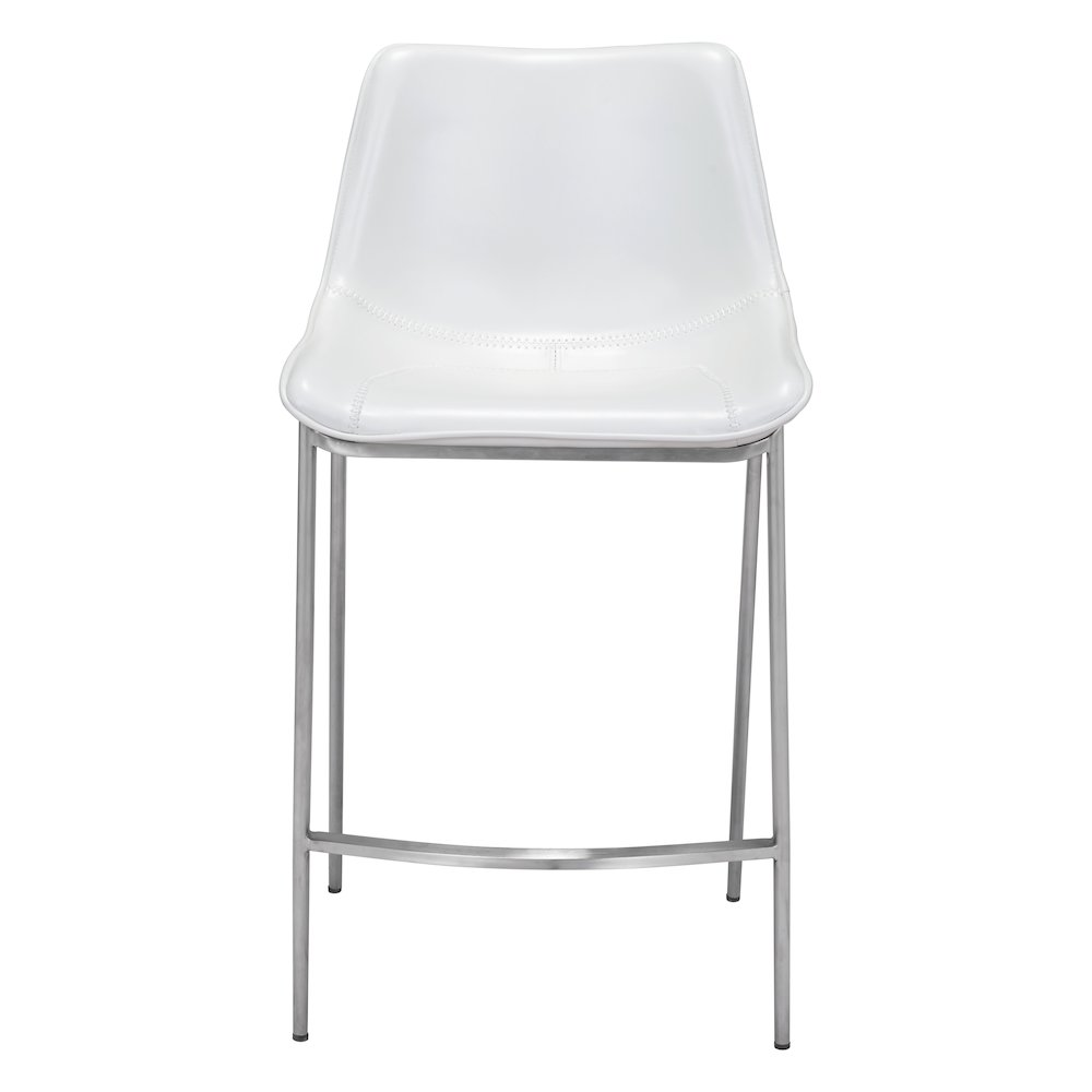 Magnus counter stools set of 2 by Start2Finish with white seats and silver legs, modern furniture for kitchen or bar area