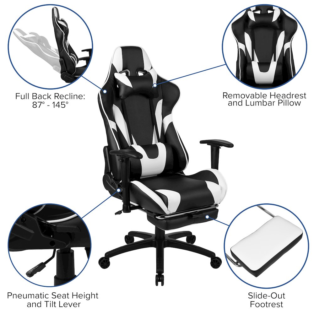 Start2Finish black gaming desk and recliner chair set, featuring a sleek black gaming desk with a matching footrest for ergonomic comfort.