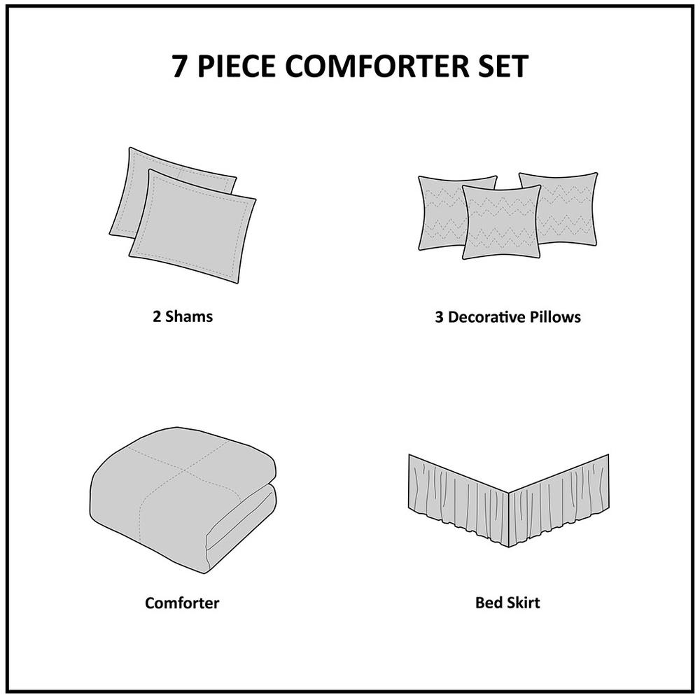 Start2Finish Vienna 7-piece cotton printed comforter set in indigo, featuring decorative bedding with floral patterns.