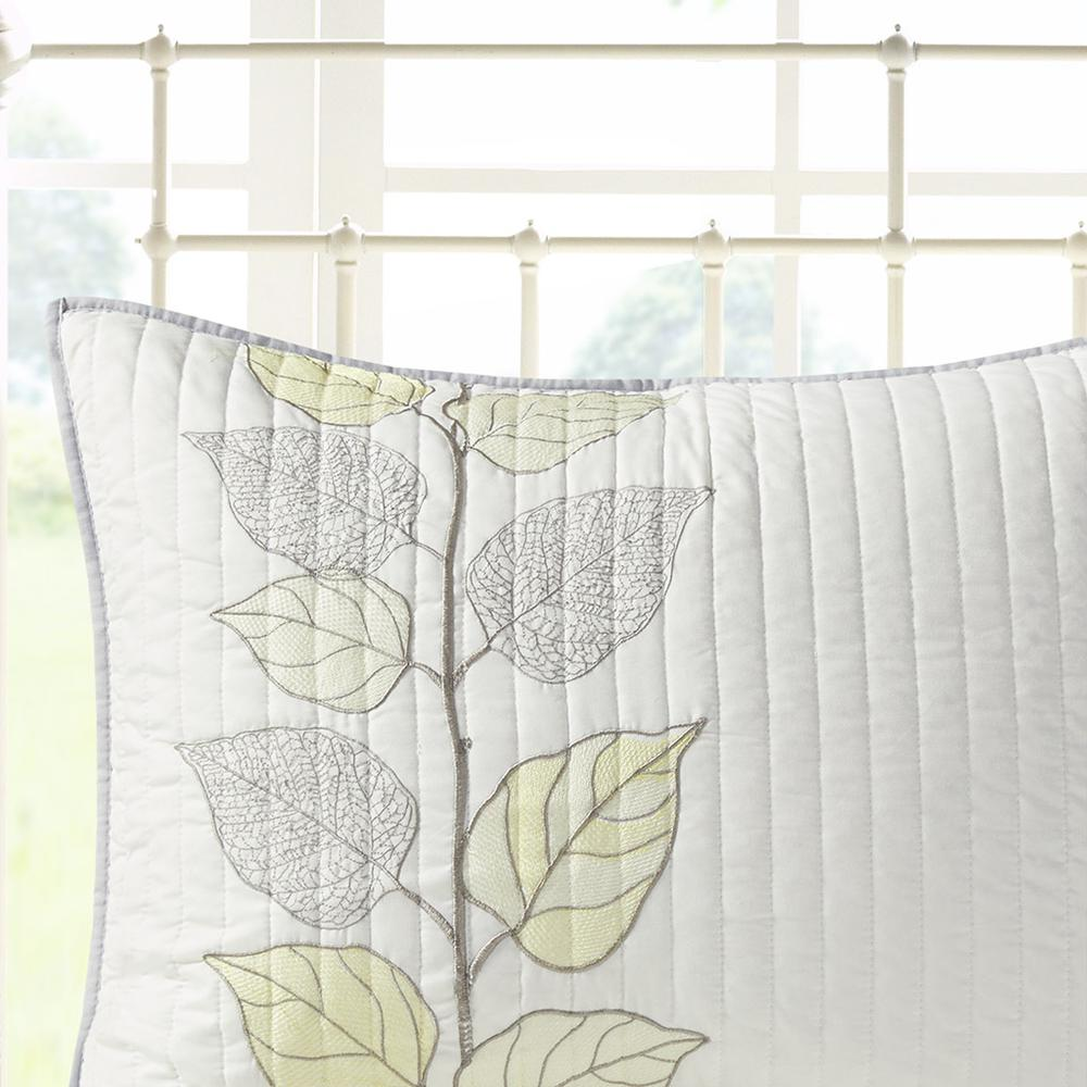 Start2Finish 6-piece embroidered quilt set with matching throw pillows, featuring detailed stitching and decorative patterns.