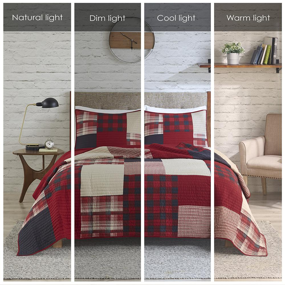 Red Sunset Oversized Cotton Quilt Mini Set by Start2Finish, featuring a vibrant sunset pattern and soft cotton fabric.