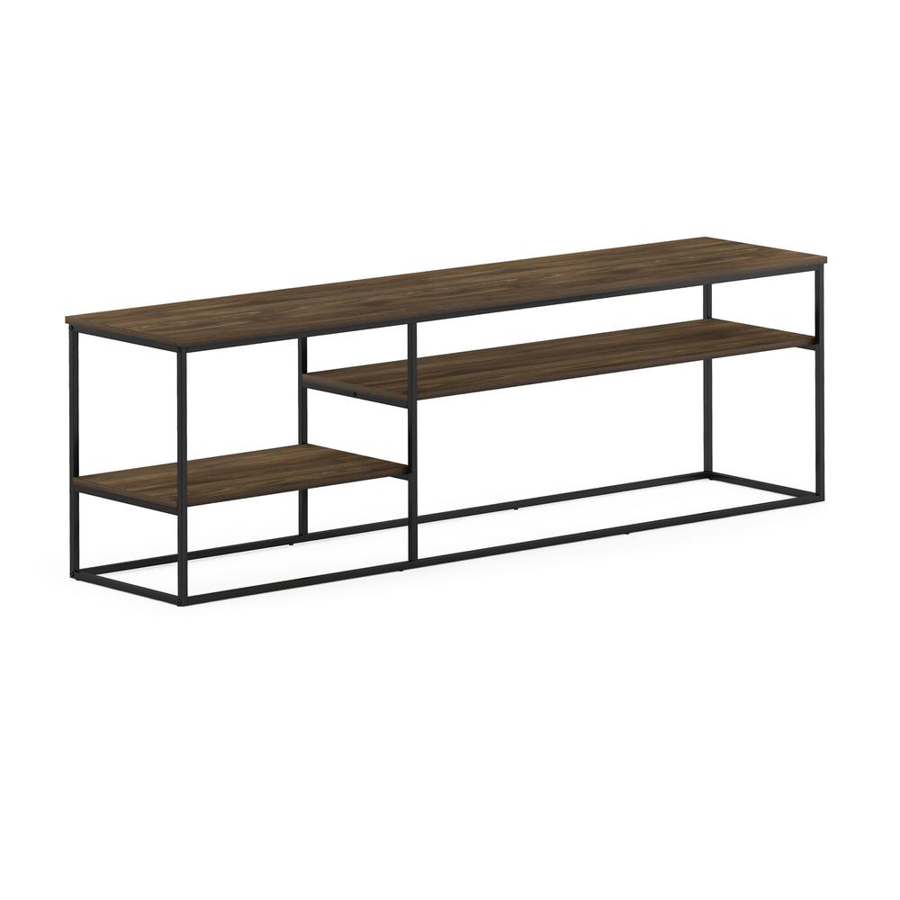 Modern lifestyle TV stand by Start2Finish in Columbia Walnut, designed for TVs up to 78 inches with sleek storage compartments.