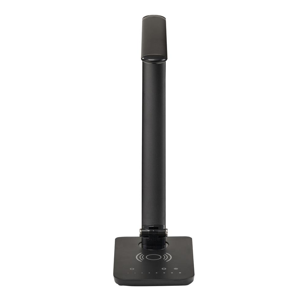Vamp LED wireless charging lamp in black, sleek modern design with touch control and built-in wireless charging pad.