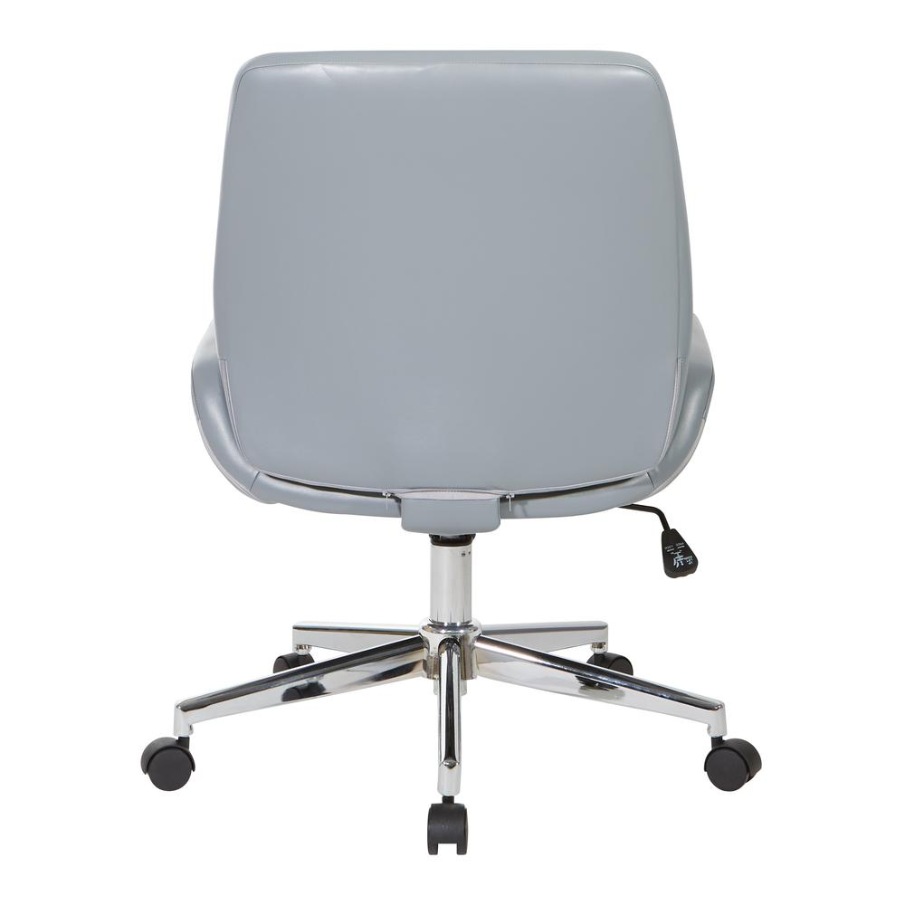 Charcoal grey faux leather chair with chrome finish base from Start2Finish, modern furniture with sleek design and comfortable seating.