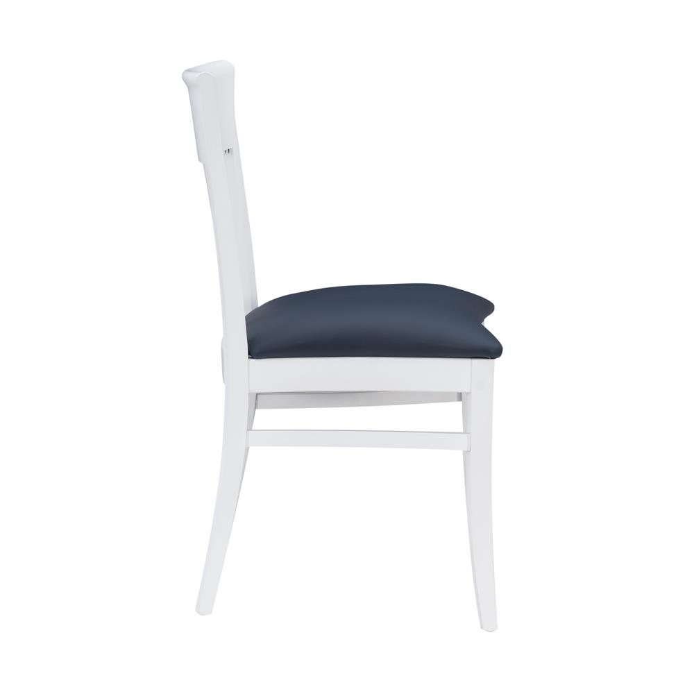 Set of two white Jenny upholstered chairs by Start2Finish, modern furniture with padded fabric seats and backrests.