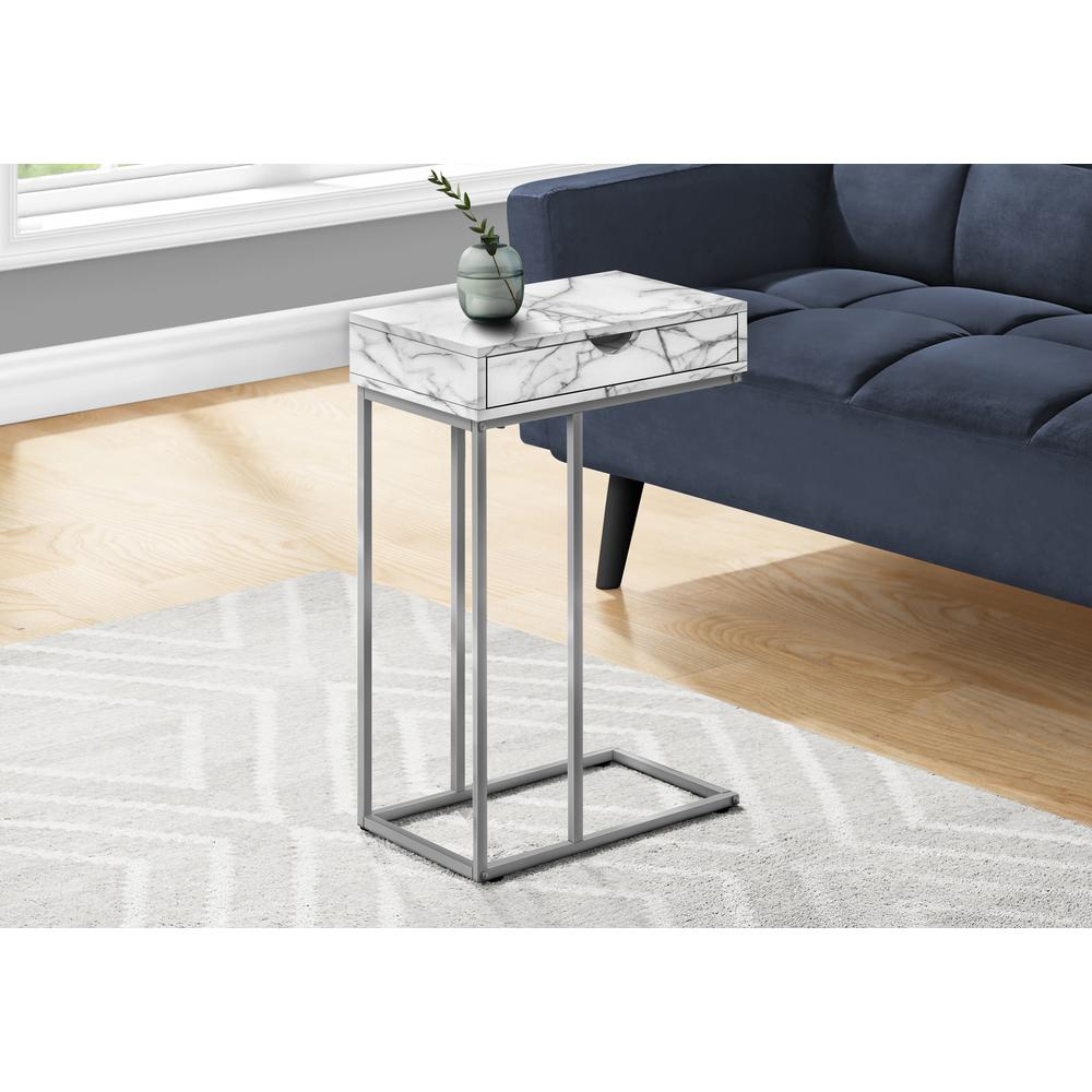 Start2Finish C-shaped accent table with storage drawer, ideal as side or end table for living room or bedroom decor.