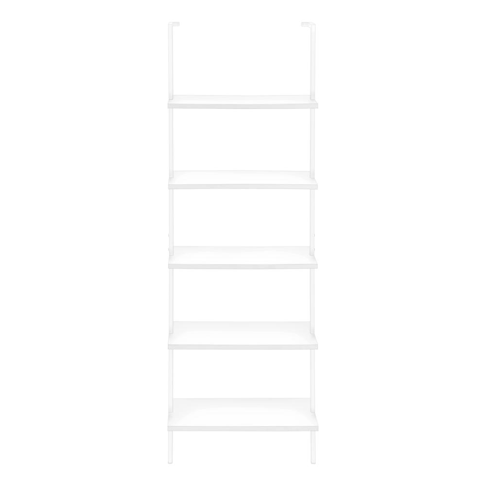 Start2Finish 5-tier bookshelf and ladder-style bookcase, black metal frame with wooden shelves for office or bedroom storage.