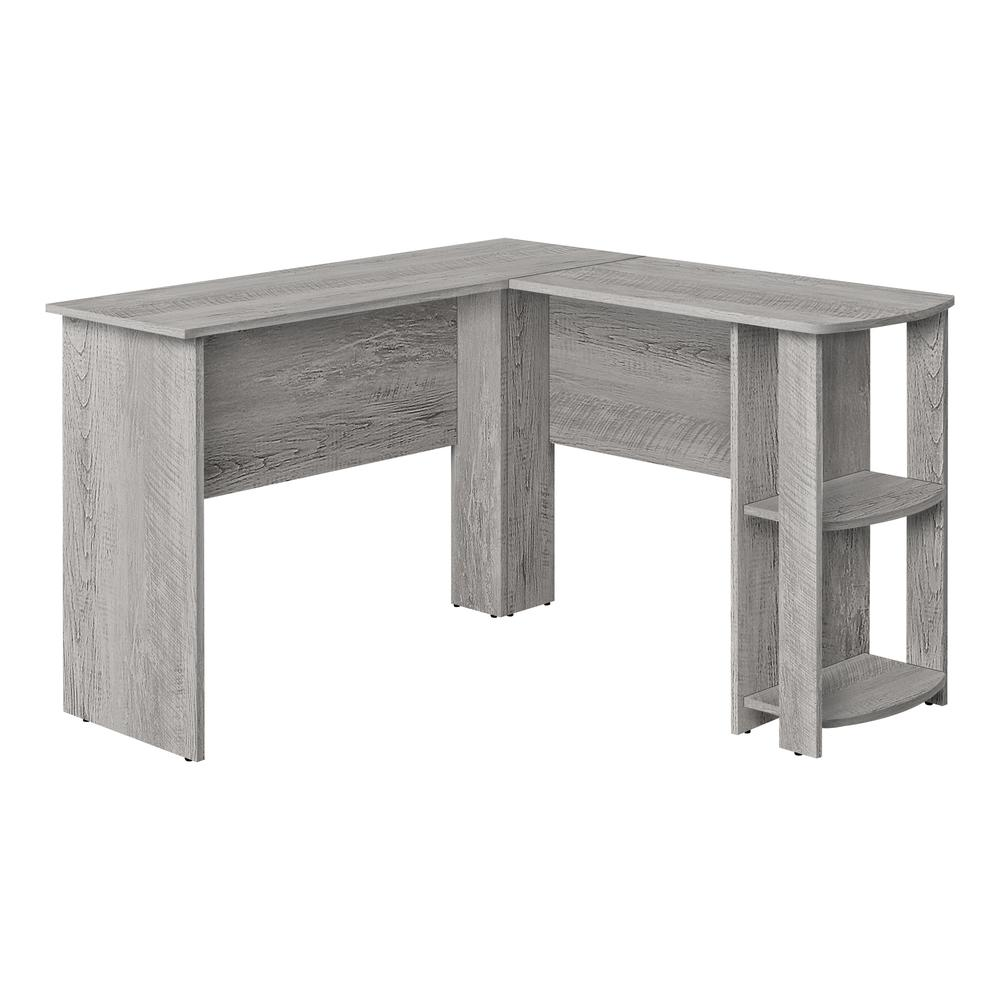 Start2Finish L-shaped computer desk with corner design and storage shelves for home office workspaces, 48 inches long.