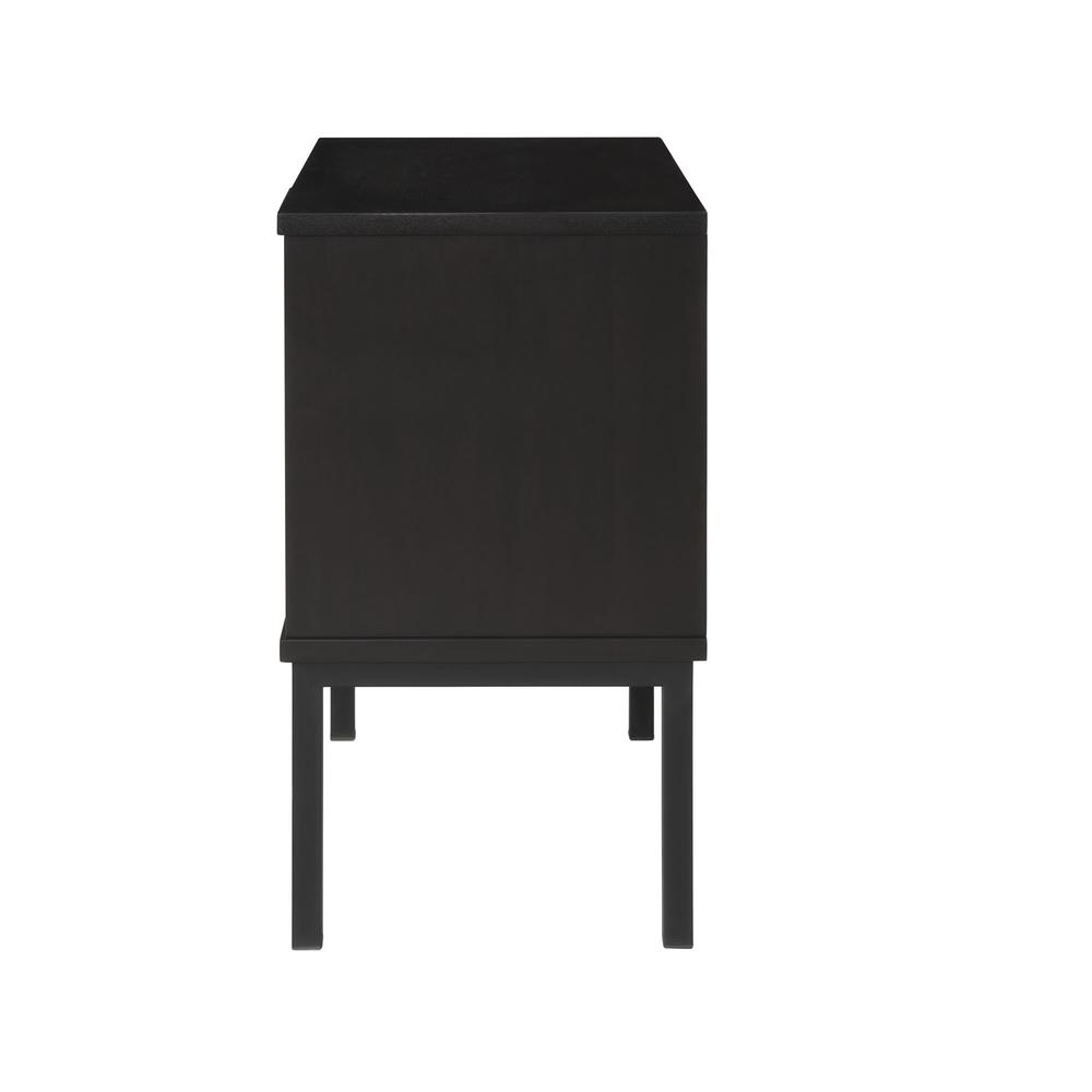Start2Finish Caine Rattan Nightstand with open shelf and round top, showcasing natural rattan weave and wooden legs.
