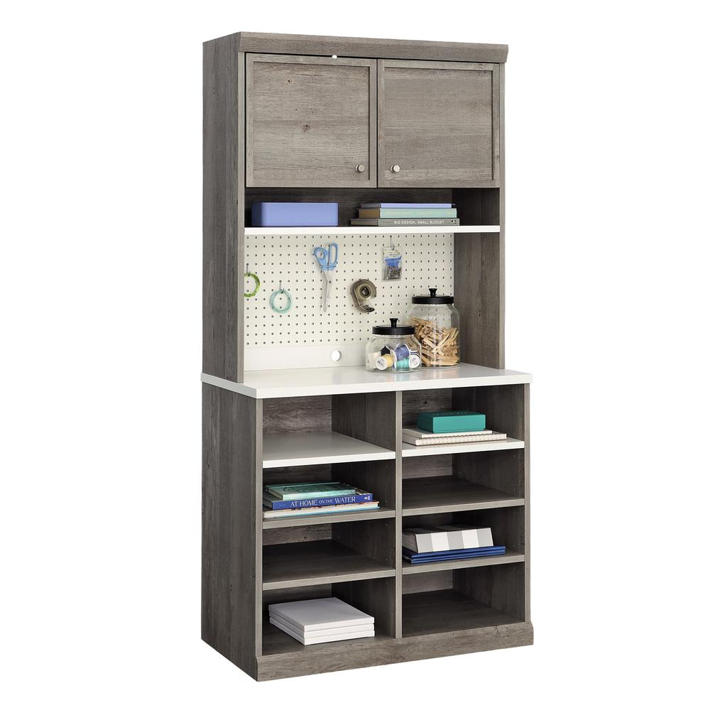Start2Finish Craft Pro Series craft and hobby storage unit in mystic oak finish with multiple compartments for organization.