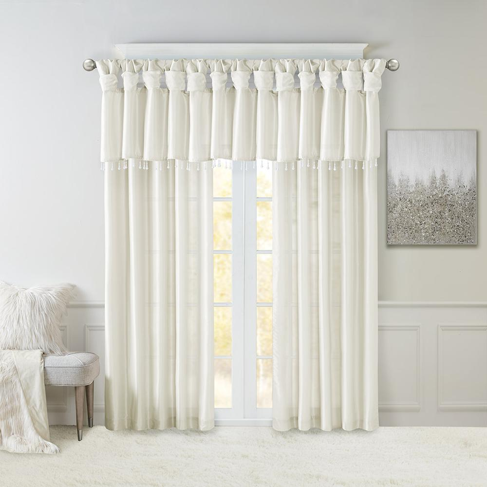 Pair of Start2Finish Twist Tab Lined Window Curtain Panels hanging in a home window with a neutral design and soft fabric.