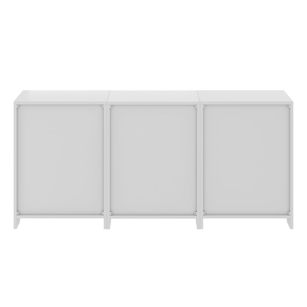 Start2Finish Nova 3-Piece White Storage Cabinet Set, modern furniture with three cabinets for organized storage.