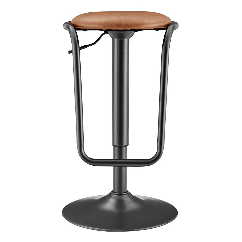 Pair of Elijah PU gaslift bar stools by Start2Finish, featuring modern design with cushioned seats and adjustable height.