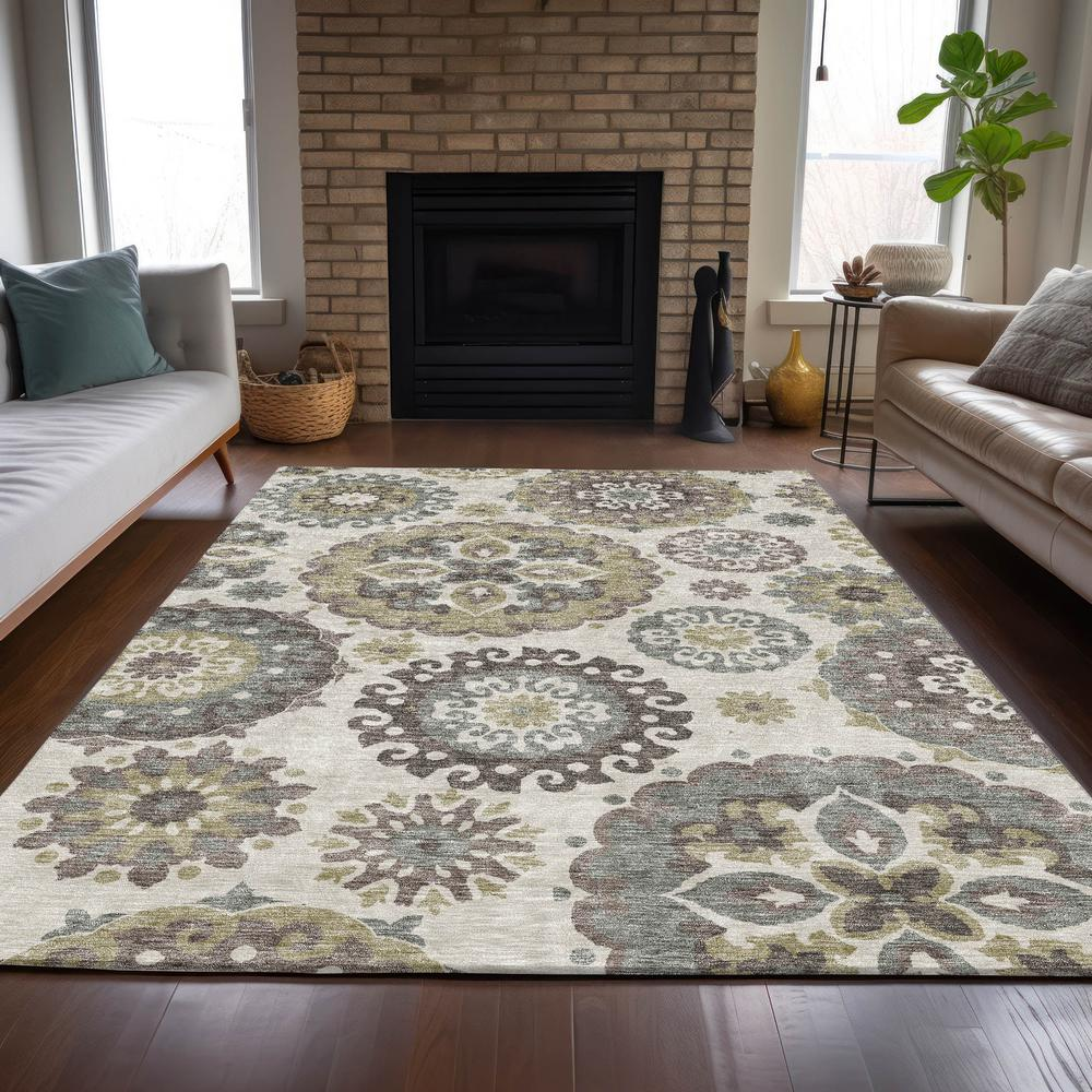 Start2Finish Chantille ACN763 brown 9x12 rug with intricate pattern, soft texture, and decorative design for living room or bedroom.