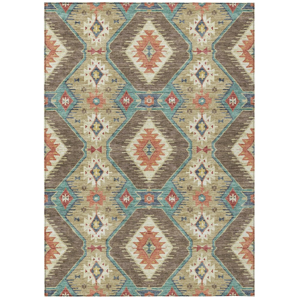 Start2Finish Machine Washable Indoor/Outdoor Chantille Khaki Rug, 3&