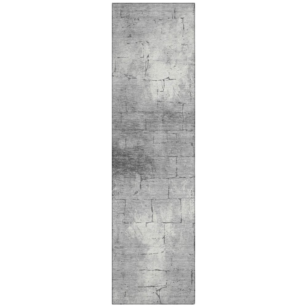 Gray indoor/outdoor Chantille runner rug by Start2Finish, machine washable, measuring 2&