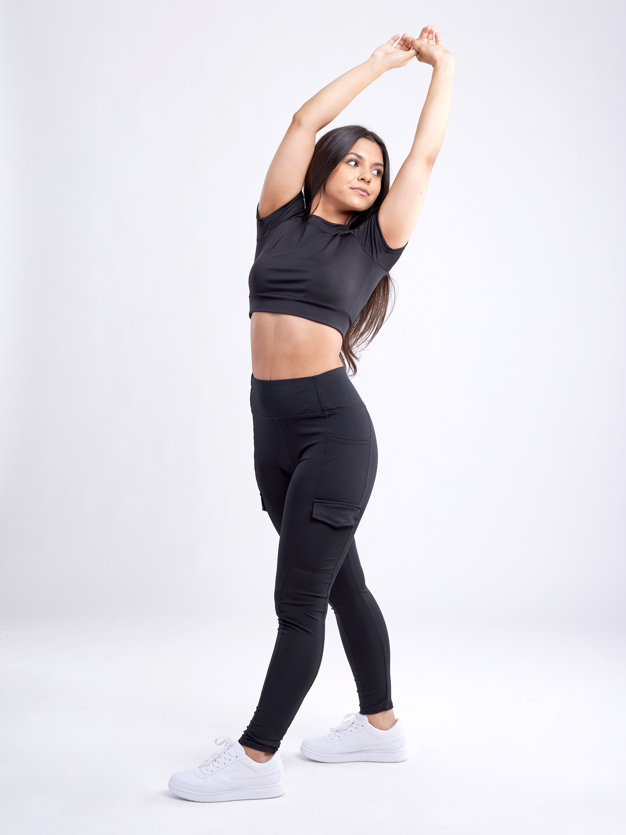 Sky Iapetus JupiterGear short-sleeve crop top for activewear, shown in black with a fitted style and breathable fabric.