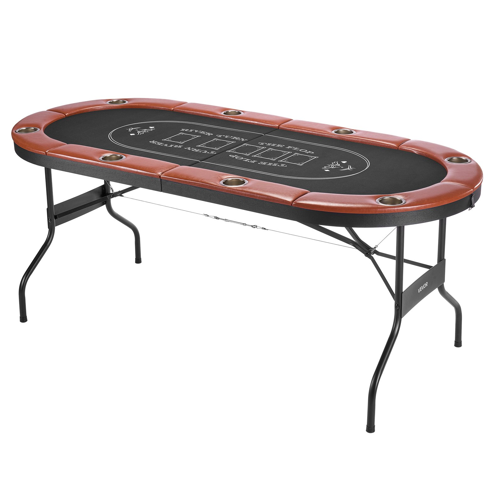 Start2Finish VEVOR foldable poker table with padded rails, cup holders, felt surface, metal legs, for Texas Hold&