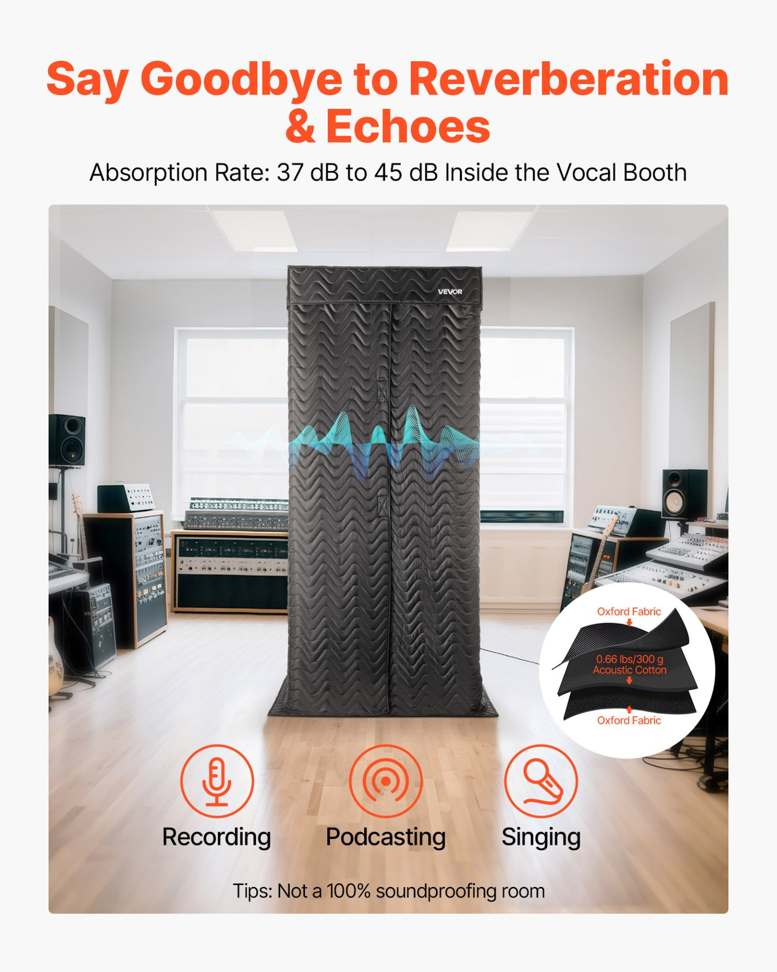 Start2Finish VEVOR portable vocal booth for voiceovers, with compact design and included travel bag for easy transport.